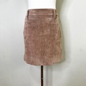 BLANKNYC Suede Leather Mini Skirt Brown Back Zip Belt Loops Western City Size 24